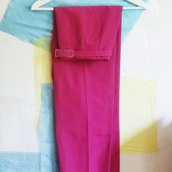 MaxMara Pants - Hot Pink MaxMara Vintage Pleated Trousers with Rhinestone Belt - Made in Italy